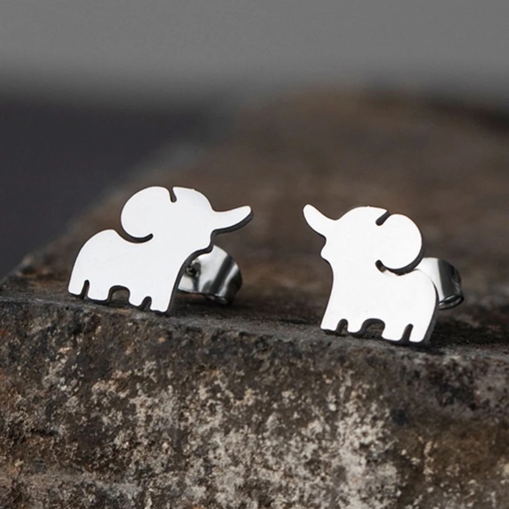 Awesome Metallic Elephant Stainless Steel Stud Earrings 25$